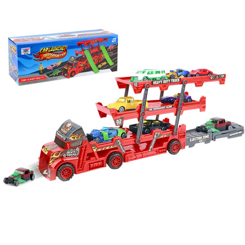 Transport Carrier Truck Car Toy With Mini Cars Catapulting Transporter Truck Play Set Birthday Gifts Gifts For Boys Girls 