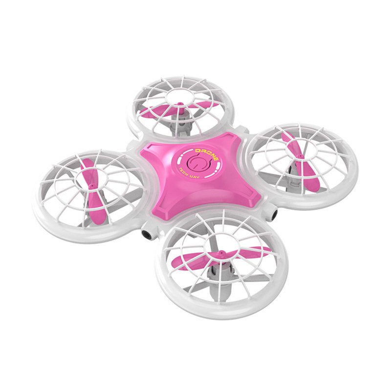 2.4GHz Remote Control Mini Drone Four-Way Avoiding Obstacles Altitude Hold RC Quadcopter with Lights Pink