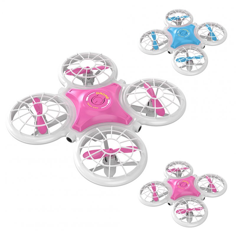 2.4GHz Remote Control Mini Drone Four-Way Avoiding Obstacles Altitude Hold RC Quadcopter with Lights Pink