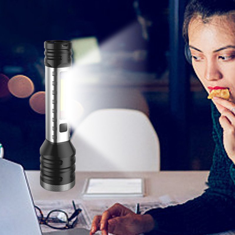 LED Mini Flashlight With Power Indicator Light 5 Modes Telescopic Zoomable TYPE-C USB Charging Hand Lantern For Camping Emergencies Hiking 