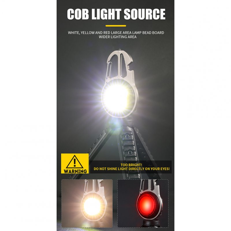 Mini Led Keychain Light 500lm Ultra-light Type-c Charging High Brightness Flashlight with Strong Magnetic Black
