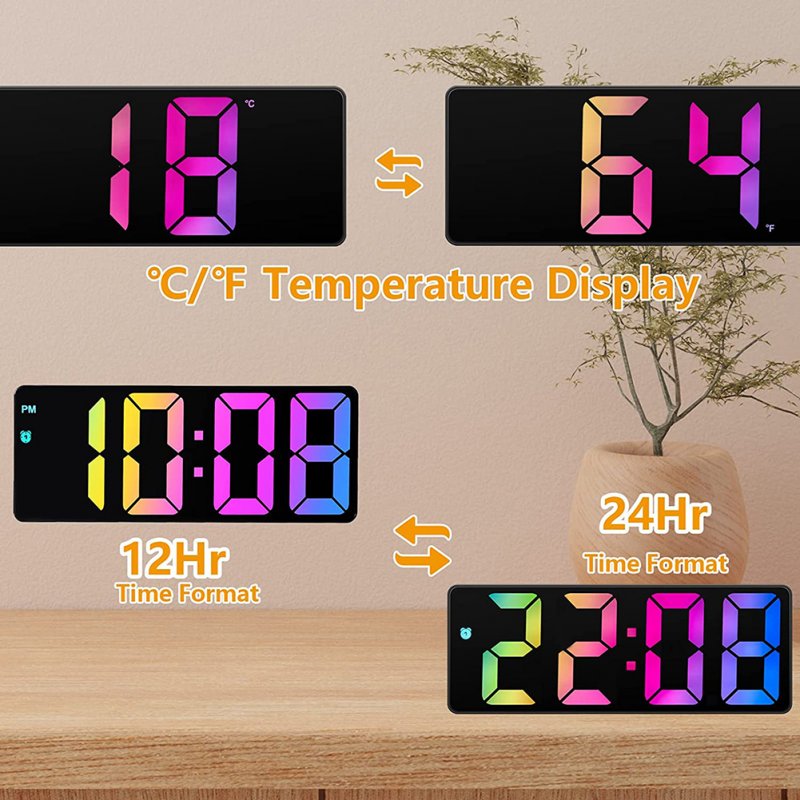 Led Electronic Bedroom Alarm Clock 12/24 Hours Adjustable Brightness Desk Clock 
