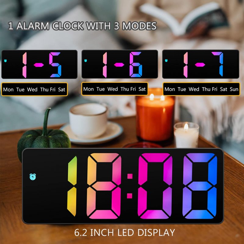 Led Electronic Bedroom Alarm Clock 12/24 Hours Adjustable Brightness Desk Clock 