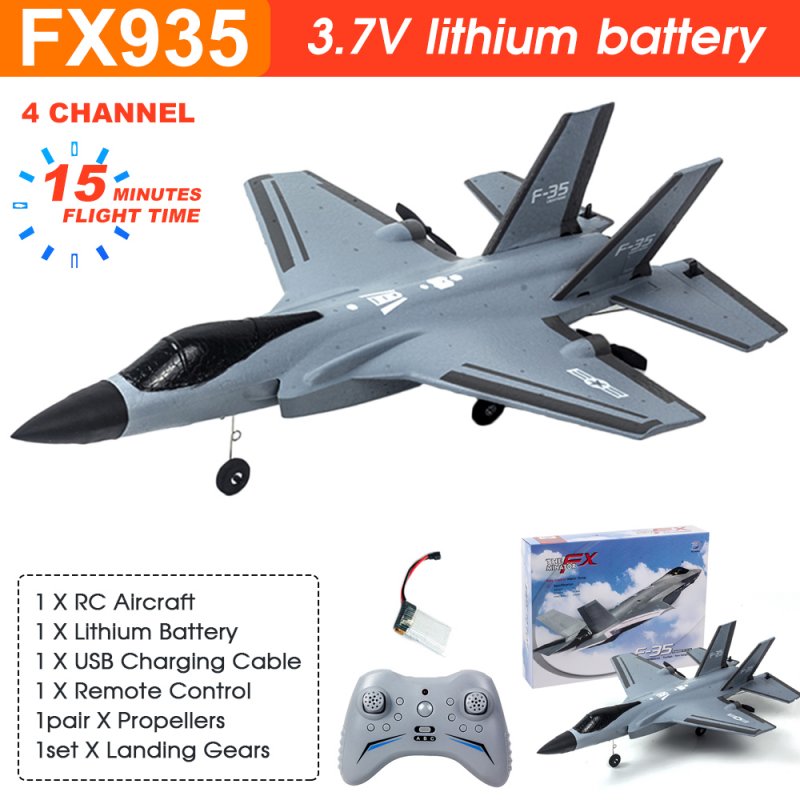 Fx935 Rc Airplane 2.4g 4ch F35 Fighter Epp Drone Remote Control Plane Electric Rc Aircraft Model Toys Black