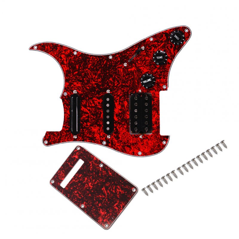 Red Tortoise Shell Pickguard Electric Guitar And Black SSH Loaded Prewired Scratchplate Assembly red