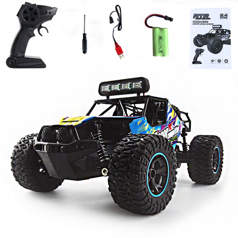 1:16 2.4G RC Climbing Car with Lights Throttle 2WD Big-foot High-speed RC Car Model Toys 