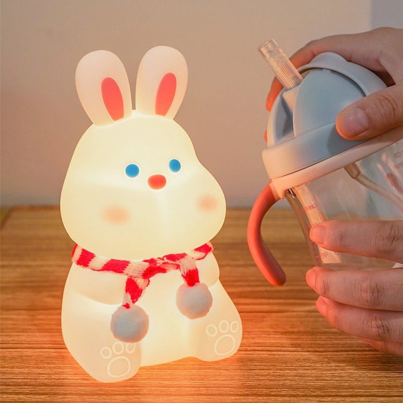 Cute Rabbit Led Silicone Night Light Usb Rechargeable Colorful Remote Control Lamp For Kids Baby Toy Gift 