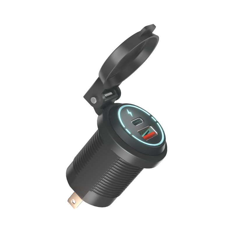 Car Mobile Phone Charger Dual-port Fast Charging 12-24V Usb Power Supply Charger with Spring Cover 