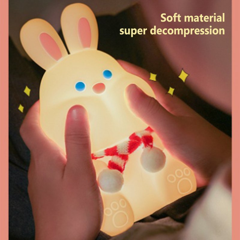 Cute Rabbit Led Silicone Night Light Usb Rechargeable Colorful Remote Control Lamp For Kids Baby Toy Gift 