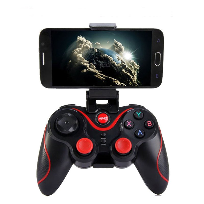 Bluetooth 3.0 Smart Phone Game Controller Wireless Joystick for Android iPhone Tablets PC Black_with bracket