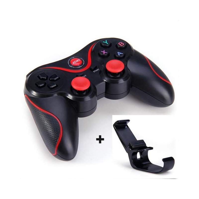 Bluetooth 3.0 Smart Phone Game Controller Wireless Joystick for Android iPhone Tablets PC Black_with bracket