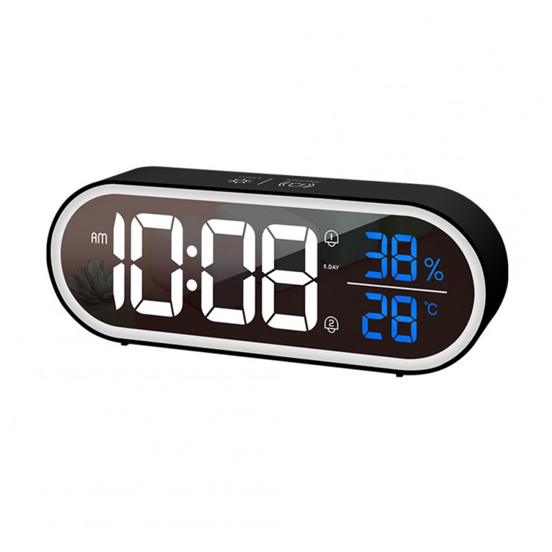 Led Digital Alarm Clock Rechargeable Adjustable Volume Brightness Luminous Table Clock Temperature Humidity Meter 
