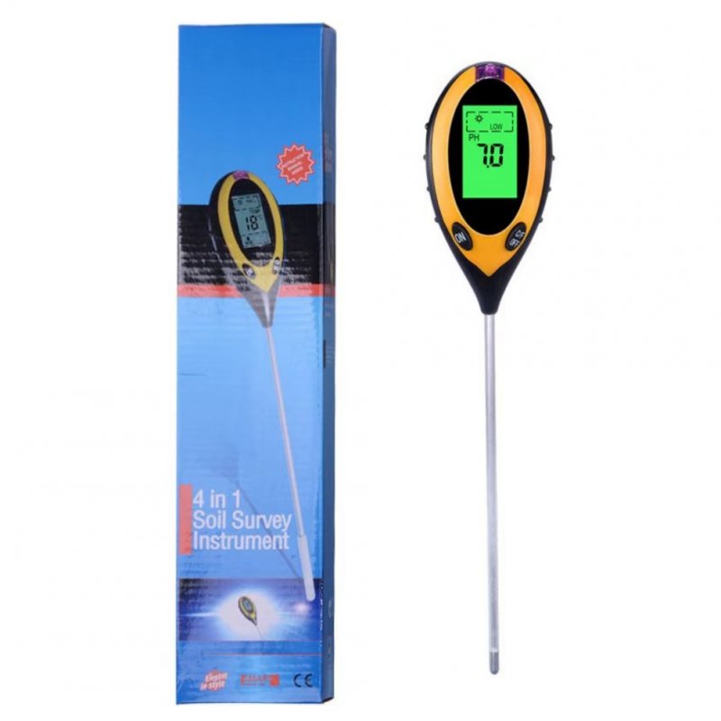 4-in-1 Soil Ph Meter Portable Lcd Screen Soil Acidity Temperature Humidity Sunlight Tester For Gardening Farming 