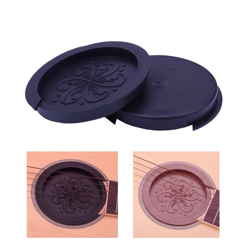 Silicone Acoustic Guitar Soundhole Cover Weak Sound Buffer Plug Guitar Accessory black_Large 40-41 inch guitar