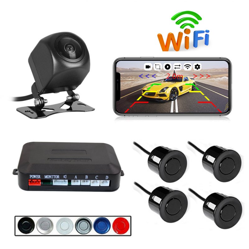 Wireless WIFI Car Rear View Reverse Parking Cam Radar Night Vision Universal Set 
