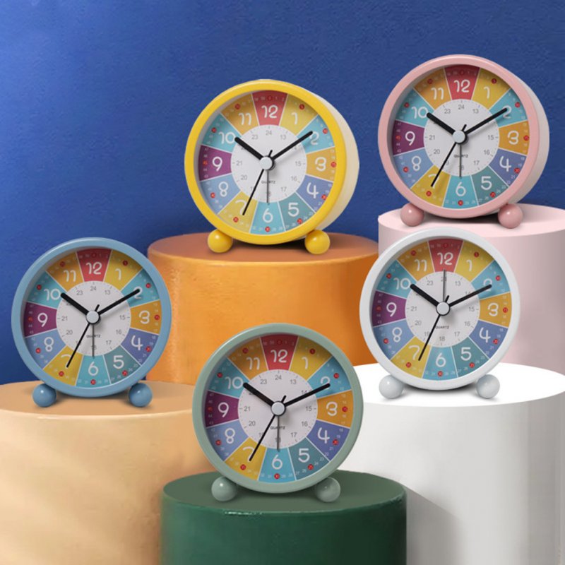 Children Rainbow Alarm Clock Cartoon Luminous Silent Non-ticking Table Clock 