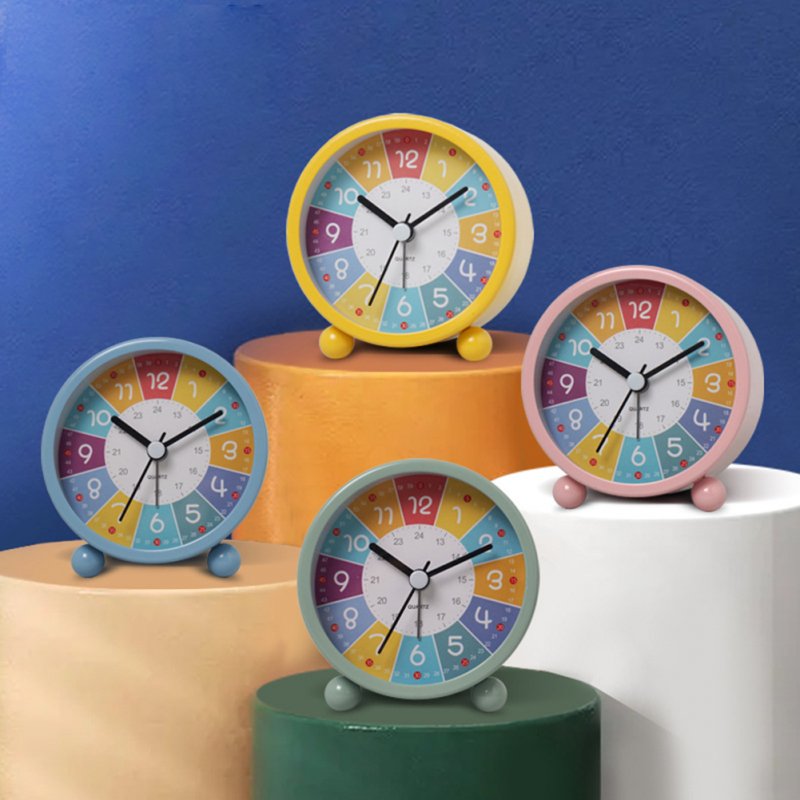 Children Rainbow Alarm Clock Cartoon Luminous Silent Non-ticking Table Clock 