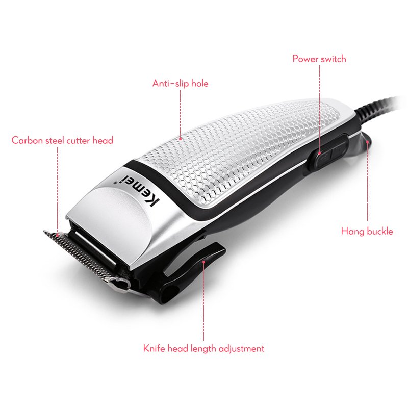 Professional Hair Clipper Electric Trimmer Household Low Noise Haircut Men Shaving Machine Hair Styling Tool Silver_AU Plug