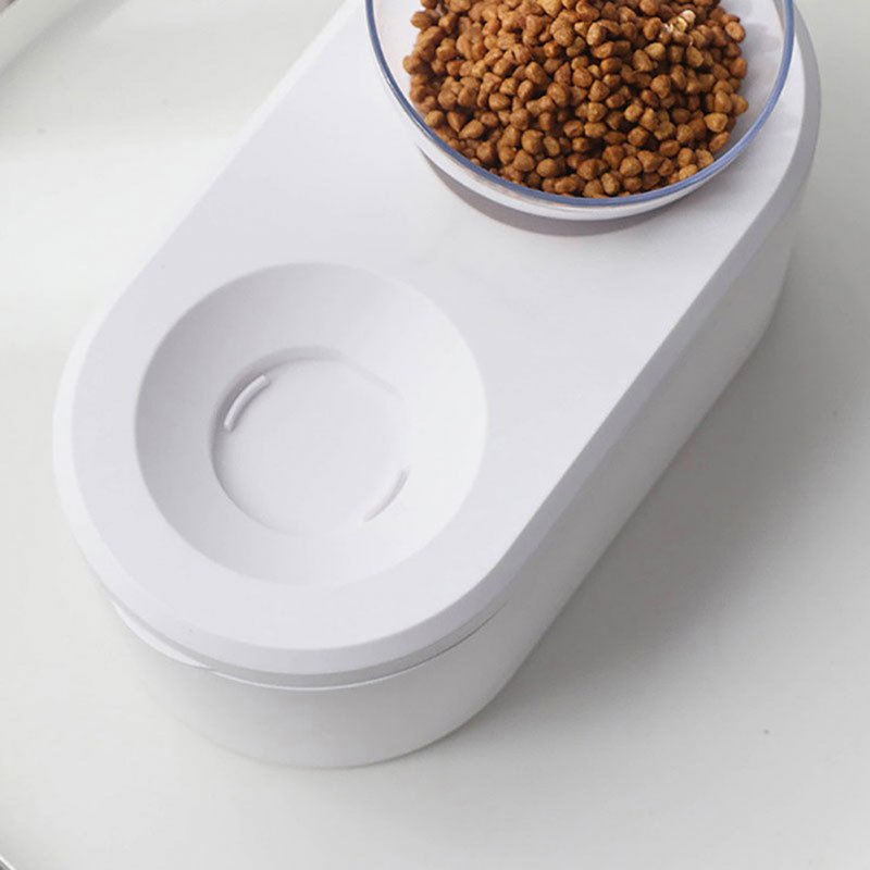 Resin Simple Transparent Pet  Bowl Grain Storage Type Oblique Neck Protector Not Wet Mouth Easy Clean Cat Dog Double Bowl Food Bowl 
