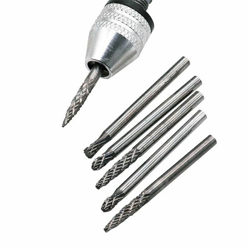 20 PCs Carbide Burr Set Head 3mm Cutting Head Diameter With 1/8 Inch Shank For Woodworking Engraving Drilling Carving 