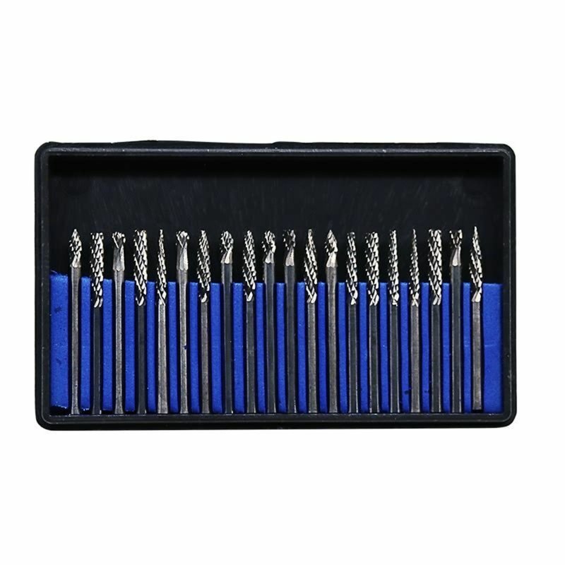 20 PCs Carbide Burr Set Head 3mm Cutting Head Diameter With 1/8 Inch Shank For Woodworking Engraving Drilling Carving 