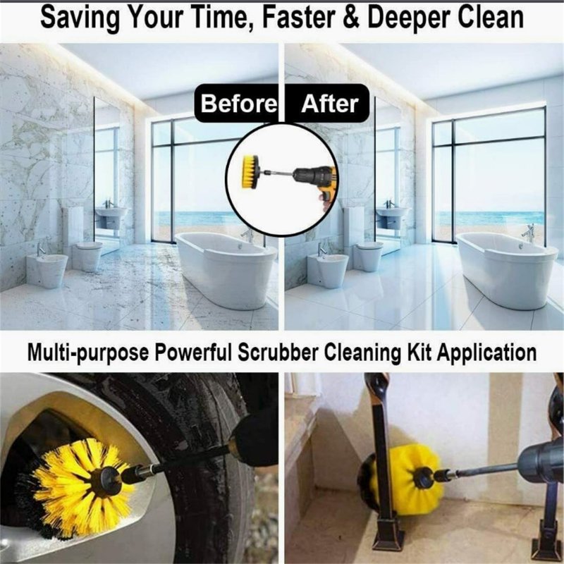 22 Pieces Drill Brush Attachment Set Power Scrubber Brush Pad Sponge Kit With Extend Attachment For Tile Sealants Bathtub Sinks Floor Wheels Carpet 