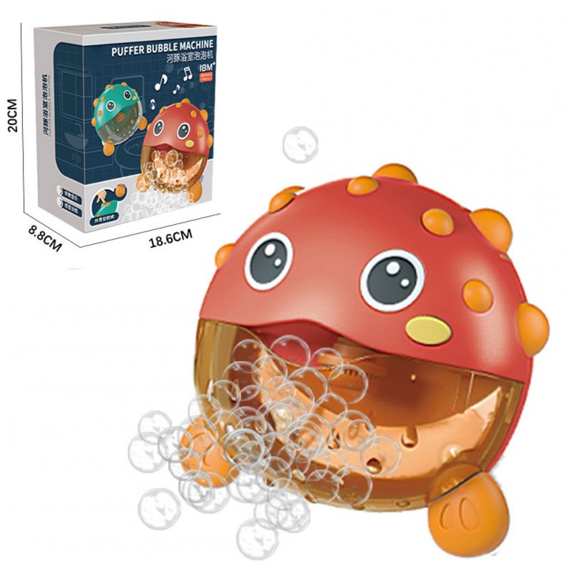 Cute Cartoon Puffer Fish Bath Toy Bubble Machine With Music Automatically Bubble Blowing Toys For Kids Gifts 