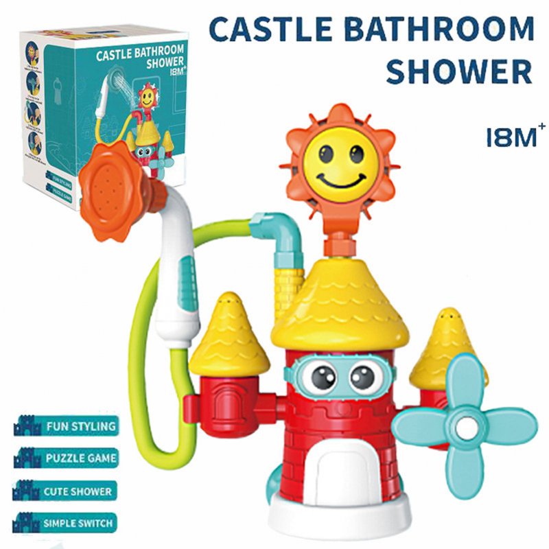 Children Castle Shower Head Bath Toy Cute Funny Bathroom Water Spray Toy For Boys Girls Birthday Gifts