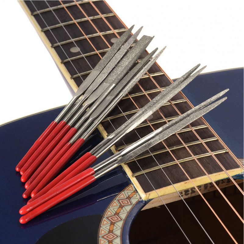 10 Pcs/Set Guitar Fret Nut Saddle Slot Pickguard Grinding File Set Guitar Repair Tool  10pcs/set