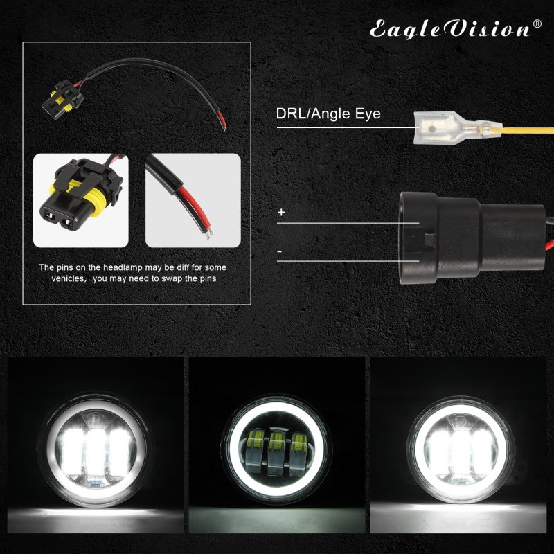 2pcs/set 4 inches 30 watts 6000K for jeep LED Angel Eye Fog Lamp yellow light