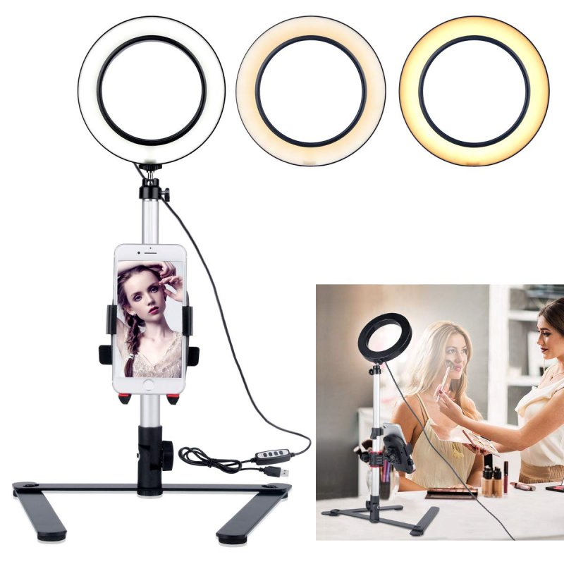 5.7" Ring Light with Desktop Stand Mini LED Camera Light with Cell Phone Holder for YouTube Video and Makeup  