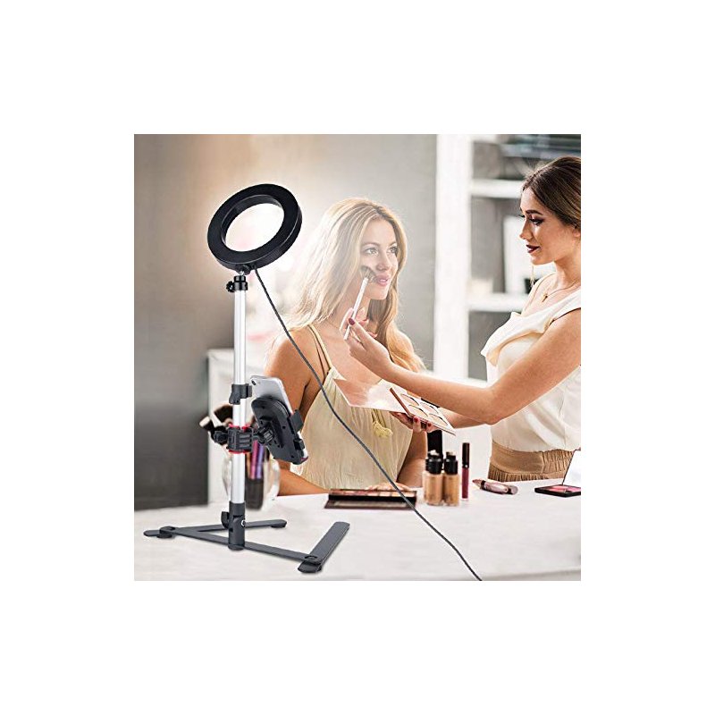 5.7" Ring Light with Desktop Stand Mini LED Camera Light with Cell Phone Holder for YouTube Video and Makeup  