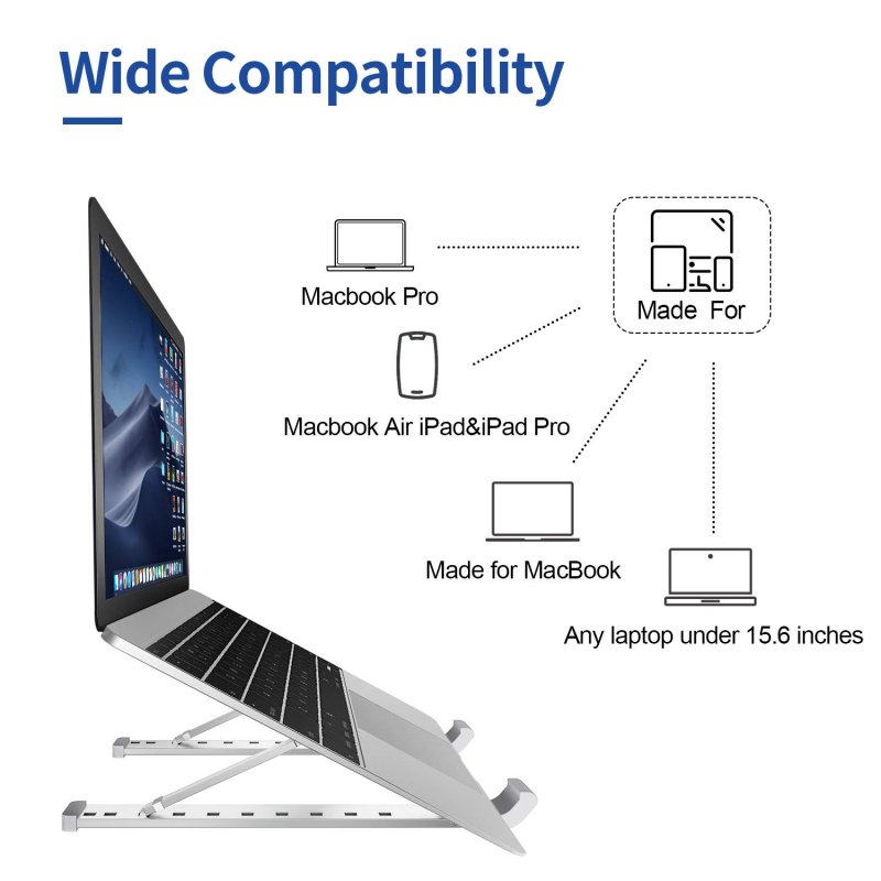 Portable Foldable Adjustable Laptop Stand Holder Universal Ergonomic Aluminium Alloy Travel Mini Notebook Stand for MacBook Notebook Computer PC iPad  