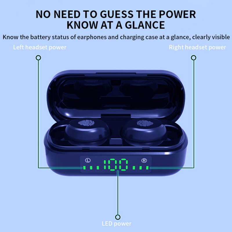 V8 TWS Wireless Earphones Bluetooth 5.0 Headset Mini Stereo Headphones Touch Control Sports Earbuds with 350mAh Charging Compartment 