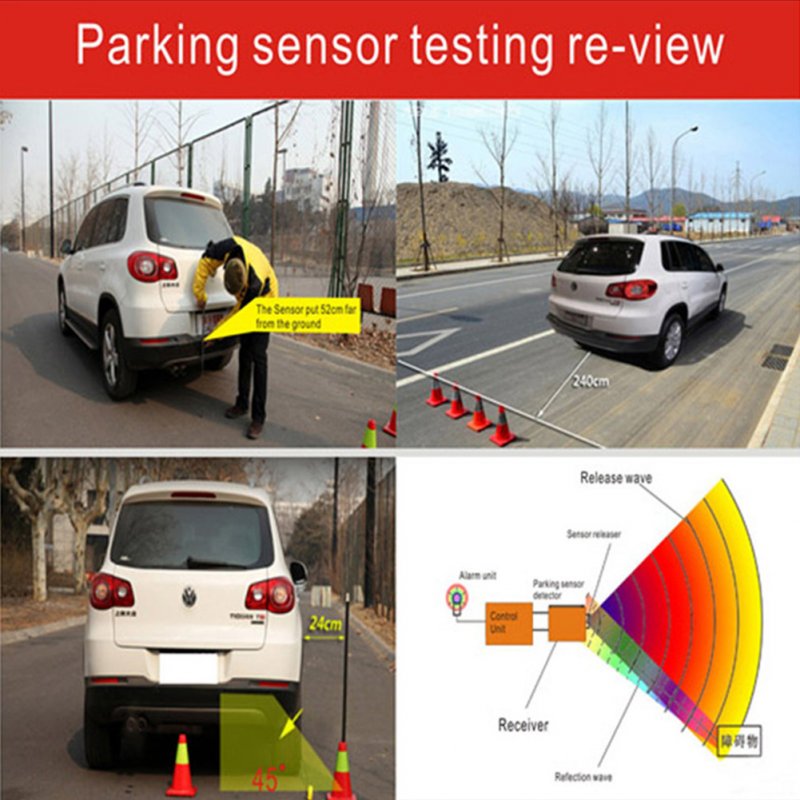 Car Parking Sensor Set Lcd Display 4 Probe 80db Buzzer Alarm 