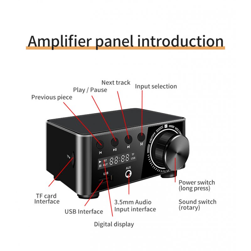 Mini Audio Hifi Digital Amplifier Bluetooth 5.0 Hifi Fever Audio MP6 Player Lossless Player