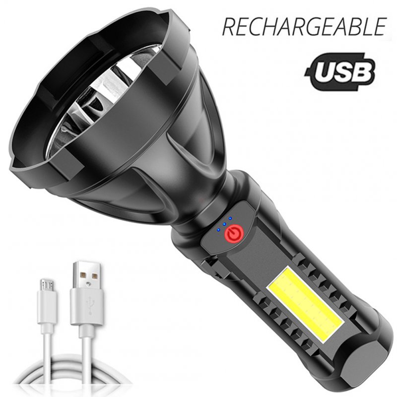 Portable Led Cob Flashlight Waterproof USB Rechargeable Long Range Torch Work Light 