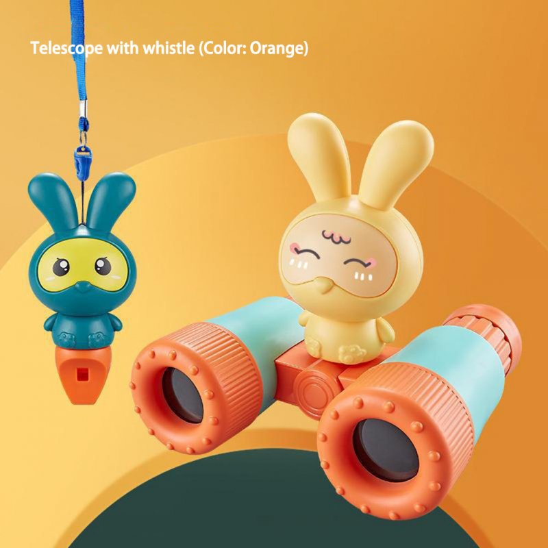 Children Cartoon Telescope With Whistle Cute Rabbit HD 8X Lens Binoculars Separable Telescope Orange