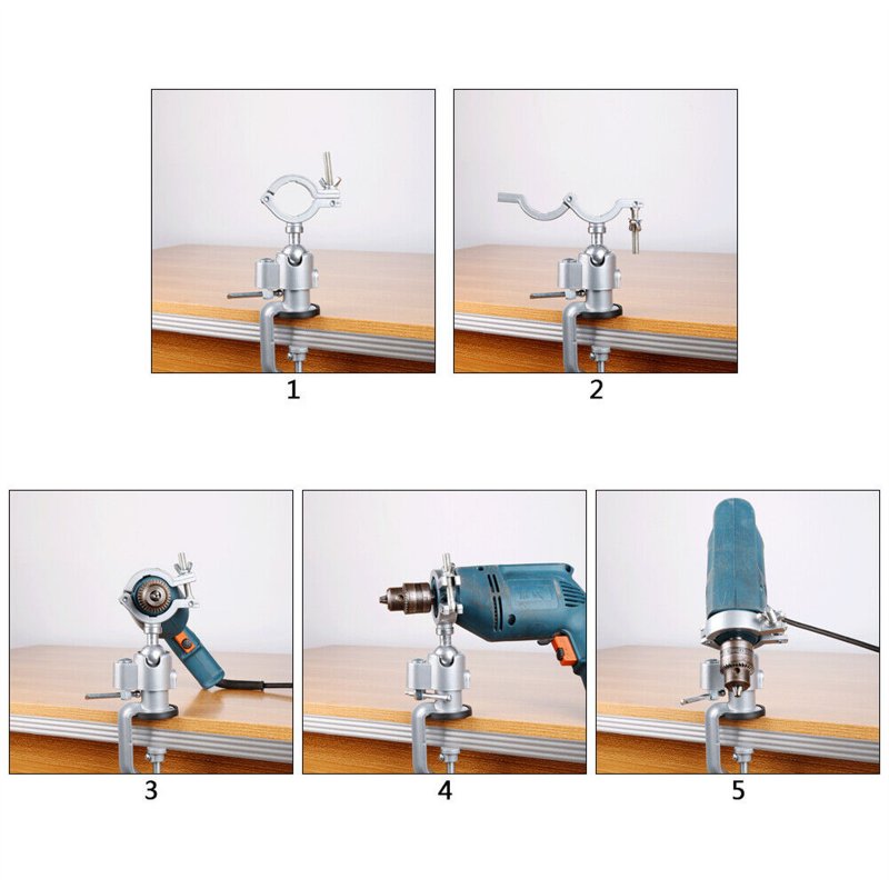 360 Degree Table Bench Clamp Vise Electric Drill Rack Support Electric Drill Stand Holder Multifunctional Bracket For Wood Working Jewelry Making 