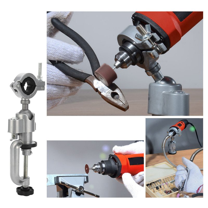 360 Degree Table Bench Clamp Vise Electric Drill Rack Support Electric Drill Stand Holder Multifunctional Bracket For Wood Working Jewelry Making 