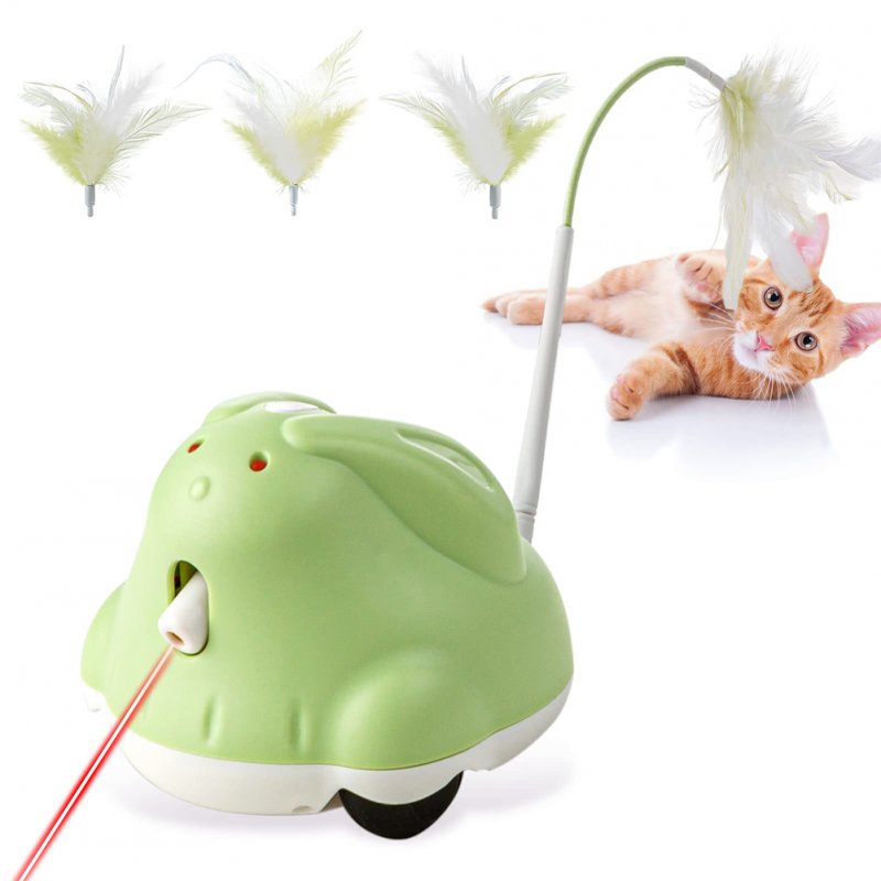 Cat Electric Teaser Stick With Feather Usb Rechargeable Infrared Automatic Toys For Indoor Cats orange white 7.5 x 8.5 x 10cm