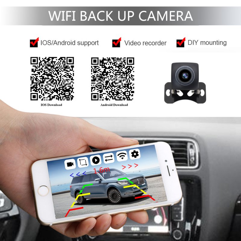 Wireless WIFI Car Rear View Reverse Parking Cam Radar Night Vision PZ600wifi-16.5 Parking camera set 