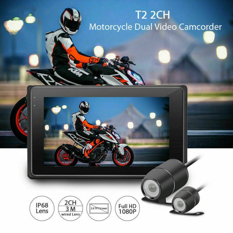 140° Wide Angle Motorcycle DVR Motorbike Camcorder Video Recorder Dual Camera 