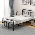US IDEALHOUSE Twin Size Metal Bed Frame with Victorian Headboard