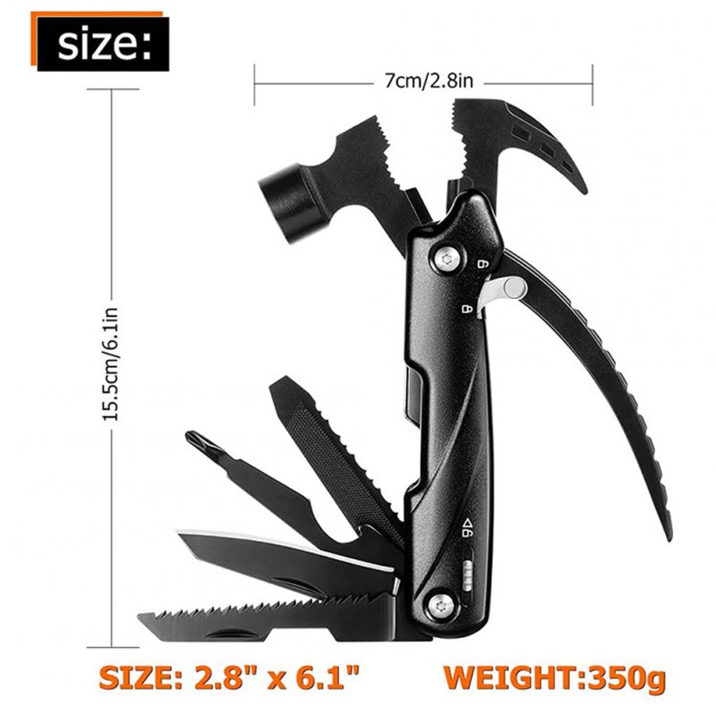 Stainless Steel Mini Claw Hammer Outdoor Camping Life-saving Emergency Combination Tool 