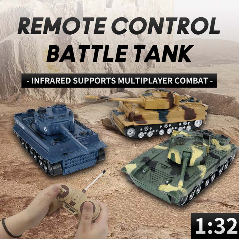 Kids Remote Control Crawler Tank With Light Music 1:32 Full Scale 4-channel Outdoor Off-road Electric Car Toys 