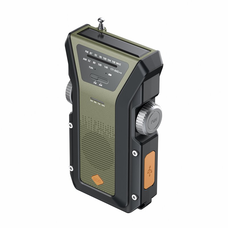 7.5W Hand Crank Radio With 4000mAh Battery AM/FM/WB 87-108 MHZ 520~1710 KHZ 162.400~162.550MHZ LED Flashlight Emergency Radio 