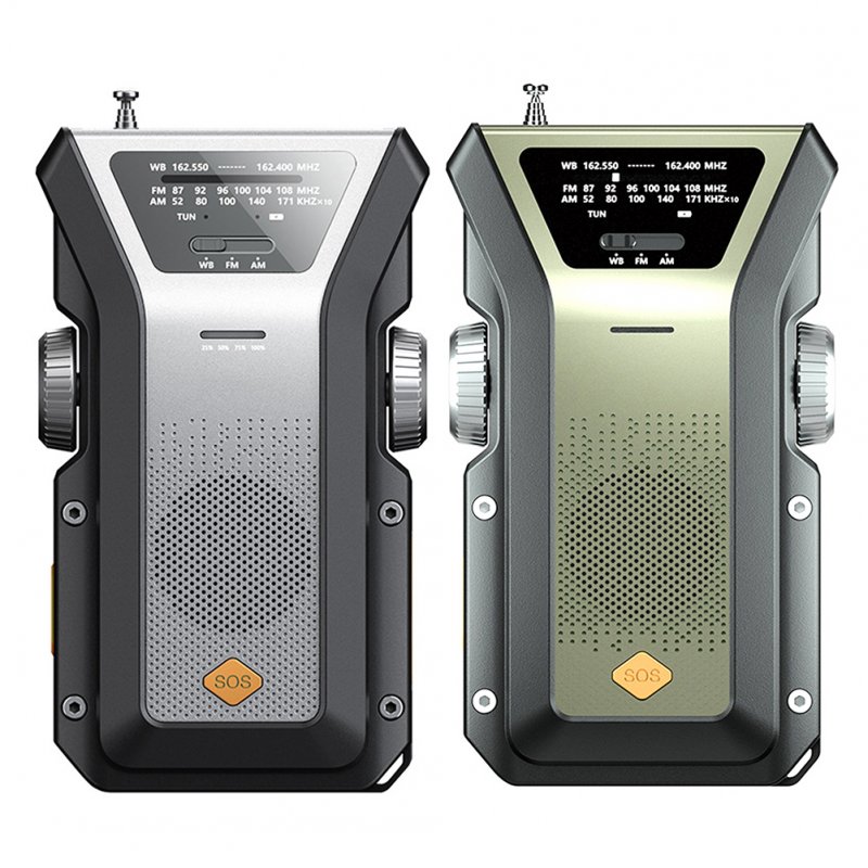 7.5W Hand Crank Radio With 4000mAh Battery AM/FM/WB 87-108 MHZ 520~1710 KHZ 162.400~162.550MHZ LED Flashlight Emergency Radio 