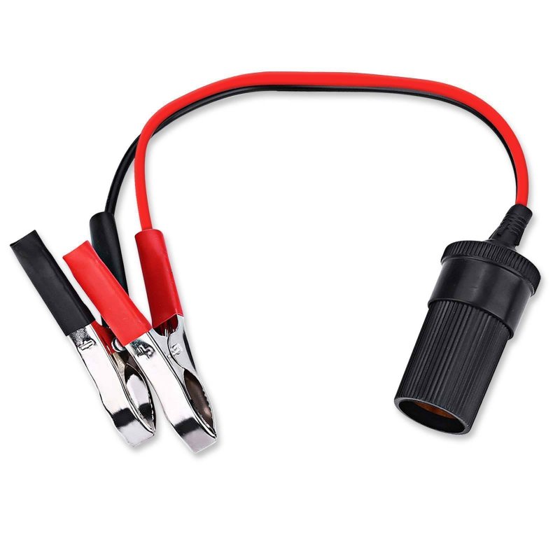 Car Cigarette Lighter Socket 12V Portable Power Plug Adapter with Crocodile Clip 