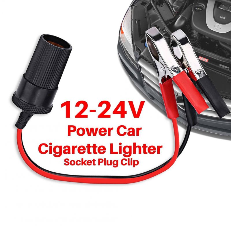 Car Cigarette Lighter Socket 12V Portable Power Plug Adapter with Crocodile Clip 